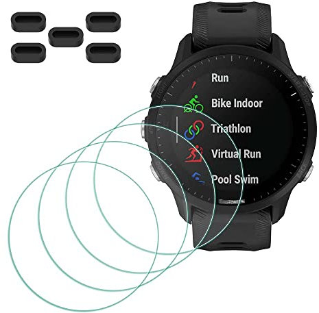 MTHGH Protection Écran pour Garmin Forerunner 955/955 Solar Smartwatch Verre Trempé [4 pièces] + Bouchons anti-poussière 5 pièces, Protecteur d'écran Dureté 9H Anti-rayures Sans bulles Ultra Mince