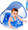 Parner Flotador para bebé con parasol UPF50+, ayuda a nadar para la piscina, asiento de seguridad ajustable, anillo de natación para niños de 3 a 36 meses, L