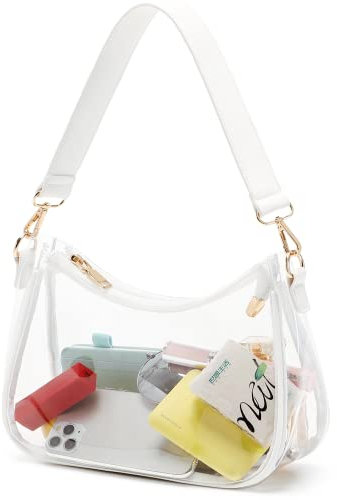 CYHTWSDJ Damen Schultertaschen, Niedliche Tragetasche, Mini-Clutch, Geldbörse mit Reißverschluss Hobo Tote Handtasche, weiß transparent