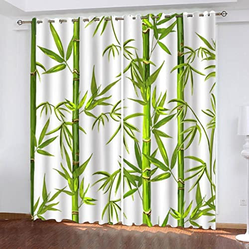 NUYSP Bambus Vorhang B 280 X H 260 Polyester Vorhänge mit Ösen 2er Set Gardinen Anlage 3D Drucken Verdunkelungsvorhang Wohnzimmer Schlafzimmer