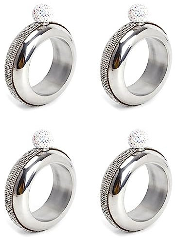 Censous 4 frascos de acero inoxidable para pulsera, botella portátil para vino, whisky, petaca Flagon, botella para beber vino de cocina, color plateado