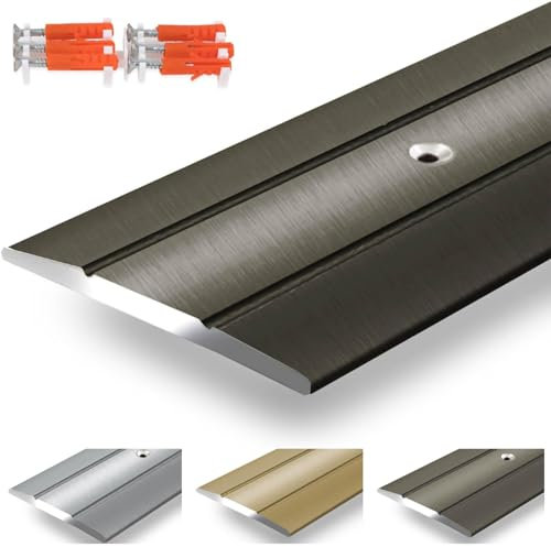 casa pura Alu Übergangsprofil Firm | C Form | eloxierte Übergangsschiene, Bronze | 1 Stück, 134 cm Länge, Vorgebohrte Abdeckleiste | Breite 36 mm