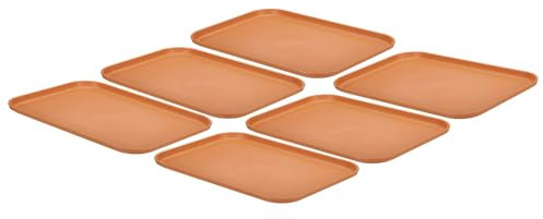 PATIKIL Plastic Fast Food Serving Tray, 6 Pcs 12.2 x 8.9 Reusable Rectangular Cafeteria Serving Platter for Party Kitchen Restaurant, Orange