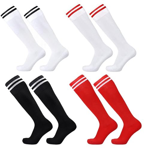 Maple Plentiful 4 Paar Fußball Stutzen Kinder Unisex für Fußballtraining, Laufen, Sport, Atmungsaktive Fußballsocken Trainingssocken für Jungen und Mädchen von 5-12 Jahren