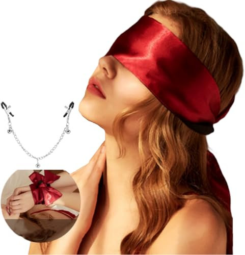 Reizvolle Satin Maske Nippelklemme Augenbinde Königin SM maske Fesseln Schlafmaske Bondage Belt