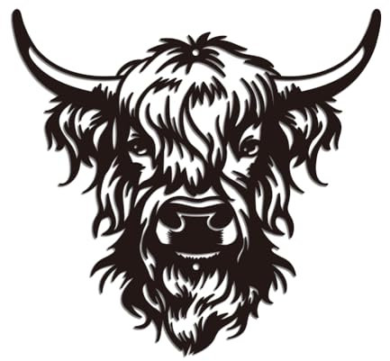 WADORN Metal Wall Decor, Cow Head Iron Wall Art Decoration Black Wrought Iron Scroll Vine Art Hanging Decor for Indoor Outdoor Garden Home Bedroom Living Room Decorations
