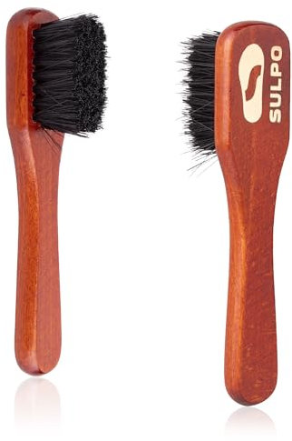 SULPO Spazzola Scarpe applicazione di lucido e creme - Kit pulizia scarpe pelle - Spazzola setole morbide - Pulizia scarpe pelle - Set di 2 - Color nero