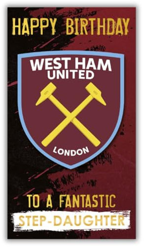 West Ham Football Club Birthday Card. Comes with Stickers to Personalise with your Caption, Mum, Dad, Grandson, Boyfriend, Open Birthday Card, Burgundy Red