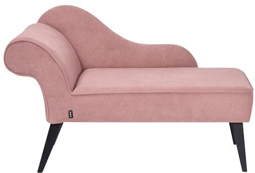 Beliani Chaise Longue in Tessuto Rosa Fantasia a Foglie Versione Sinistra