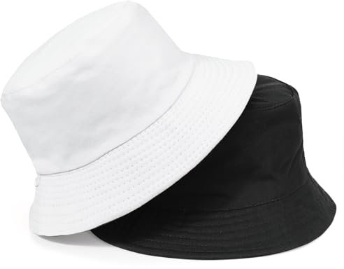 TAGVO Fischerhut Beideseitig Tragen Damen Große Bucket Hat XXL Sonnenhut Outdoor Unisex 100% Baumwolle Faltbar Sommerhut Eimerhut Für Kopf 58-65