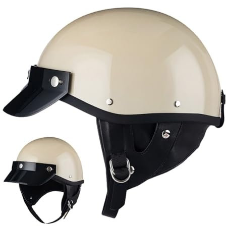 RHBDDHV Vintage Deutscher Halbhelme Motorradhelm Halbschalenhelm ECE Zulassung Retro Motorrad Jethelm Fahrradhelm Cruiser Chopper Biker Roller Scooter Moped Offenem Helm für Herren Damen