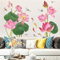 Lotus Aufkleber Koi Libelle Wandaufkleber für Schlafzimmer Chinesische Stil Dekoration abnehmbar und sicher