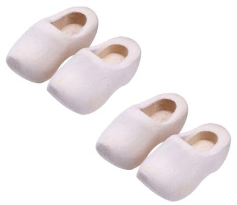 HEMOTON 2 Paar Clogs Puppenhaus Basteldekoration Holz Mini Klompen Basteln DIY Ornament Dekorative Klompen Puppenhaus Zubehör Leere Holzschuhe Holzschuh Für Heimwerker