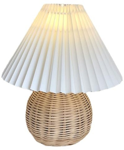 Schreibtischlampe Für Schlafzimmer, Nachttischlampen, Kleine Lampenschirme Für Tischlampen, Mini-Lampe Für Schlafzimmer, Wohnzimmer, Beistelltisch, Rattan-Plissee, ästhetische Vintage-Boho-Lampe