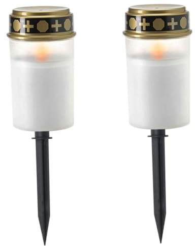Luz solar para tumba, lámpara conmemorativa, vela LED electrónica sin llama para cementerio al aire libre, luz LED para tumba, luces para velas, luces solares conmemorativas, luces de estaca para jard