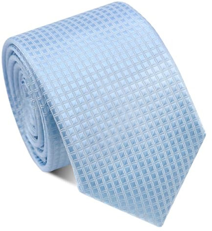 Luckyvestir Kinder-Krawatte für Jungen, 6,5 cm, für Jungen, Schwarz, 38 - 30 - 42 - 42 cm, Teenager, kariert, Selbstkrawatte für Schule, Schulabschluss, Uniform, Schwarz, Hell, blau, 49.2*2.36