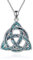 YONFQE Celtic Knot Halskette 925 Sterling Silber Crushed Blau Türkis Anhänger Irischer Schmuck Geschenke für Männer Frauen