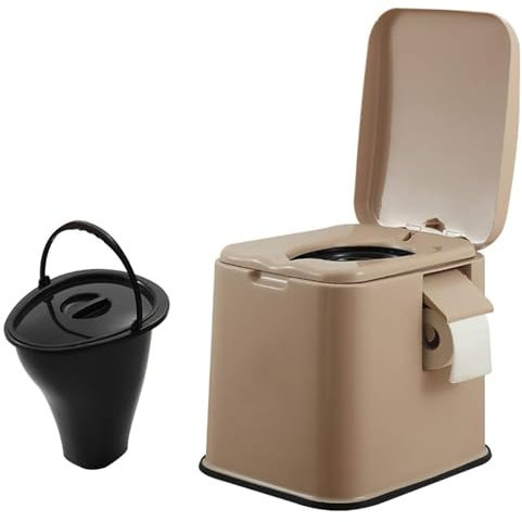CHANGLKJ Inodoro para Acampar Al Aire Libre, Inodoro Portátil Liviano con Estante para Papel Y Caja De Almacenamiento, Diseño Elevado De 41 Cm Y Carga Grande De 100 Kg, Material Resistente Y Duradero