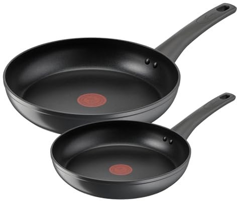 Lagostina Edera, Set di 2 Padelle Antiaderenti 24/28 cm con Rivestimento in Titanio per Cottura senza Grassi, Compatibile con Piano Cottura a Gas, Tecnologia Thermo-signal