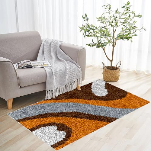 RxiBeFuw 55 x 75 cm Kit de alfombras con Gancho de pestillo, Alfombra de Ganchillo con Patrones, Kit para Hacer Tapices, Alfombra de Hilo de Lona preimpresa, Manualidades para Adultos y Principiantes