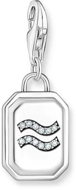 THOMAS SABO Charm-Anhänger Sternzeichen Wassermann mit Steinen Silber 925 Sterlingsilber, Geschwärzt