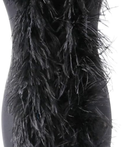 Federboa,Flauschige Strauß Federn Schal Länge ca. 2m,Federgirlande,Federschal Einfarbig Straußenfeder Schal,Feder Boa Kostüm-Accessoire für Charleston 20er Jahre Flapper Karneval,Schwarz