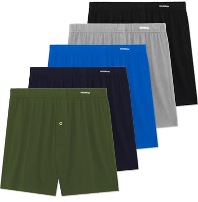 FM London 5 Pack Loose Fit Mens Boxers, Soft 100% Cotton Boxers For Men