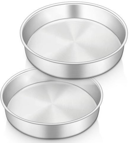 HaWare Backform, Edelstahl Rund Kuchenform Backformen 2er Set, 20cm Kuchenbackform für Geburtstag/Hochzeit/Weihnachten, Gesund & Ungiftig, Hochglanzpoliert, Leicht zu reinigen & Spülmaschinenfest