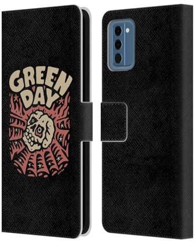 Head Case Designs Offizielle Green Day Skull Spider Graphics Leder Brieftaschen Handyhülle Hülle Huelle kompatibel mit Nokia NC300