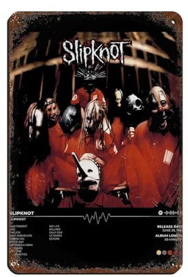 SHGJE Slipknot SlipKnoT Musikalbum-Cover, Retro-Poster, Metall-Blechschild, schicke Kunst, Retro, Eisenmalerei, Bar, Menschen, Höhle, Café, Familie, Garage, Poster, Wanddekoration, 20 x 30 cm