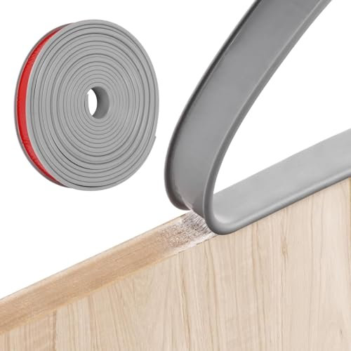 Fayelong U-Form Kantenband, 16.4ft U-förmige Sperrholz Kantenband, Selbstklebende TPE Flexible Furnier Kantenband, Kantenschutz für Furnier, Möbel, Arbeitsplatten, Tische (grau, 5m×16mm)