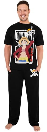 One Piece Pyjama Herren Schlafanzug Set, Weich & Atmungsaktiv, Anime Ruffy Hausanzug, Geschenke für Männer & Teenager