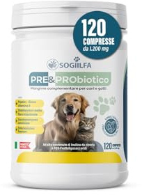 Miglior Fermenti lattici cani 120 pz probiotici per cani e gatti, probiotici per intestino con Enzimi digestivi vivi.Probiotico per cani e gatti naturale rilassante. Pastiglie per prurito e dermatite