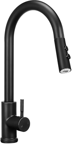 Grifo de cocina con ducha extensible, grifo de cocina de acero inoxidable 304, manguera de 50 cm, 2 tipos de chorro, giratorio 360°, monomando para fregadero, grifo mezclador moderno fácil de instalar