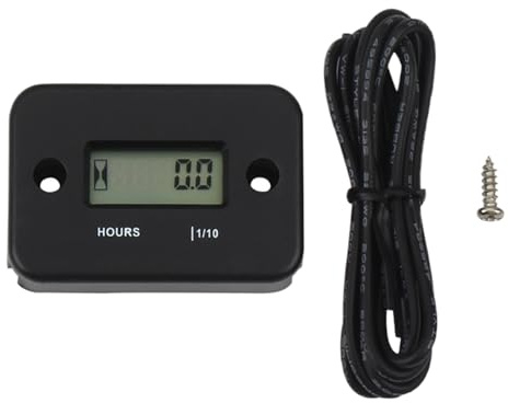 Quorvex Betriebsstundenzähler - LCD Timer Mit Kabeln,Digitales Motor Anzeigegerät mit Schrauben - Für Rasenmäher Und Schneemobil Und Marineboot Schneefräse Fahrrad ATV