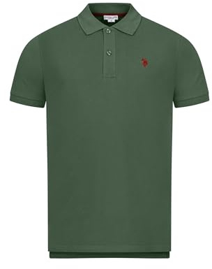 U.S. POLO ASSN. Herren Poloshirt (S-3XL) Basic Kurzarm Pique Polohemd P001 - Olive-Rust Größe M - Gr. M