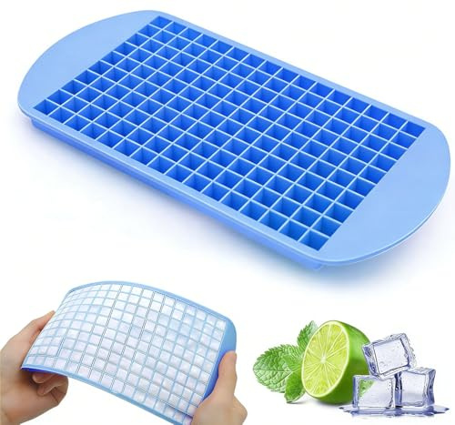 Zonopy Mini Eiswürfel, 1 Pack Eiswürfelform Silikon für 160 Eiswürfel für Küche, ohne Deckel, Getränke/Bier/Babynahrung/Fruchteiswürfel, 1x1 cm, Blau