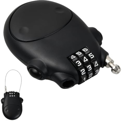 Solvio Retractable Cable Lock, 3-Digit Combination Security Padlock, Lightweight Portable Bike Lock with Adjustable Steel Wire Rope for Luggage, Suitcase, Helmet, Ski, Snowboard (Black)