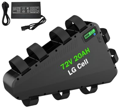 72V 20AH Downtube Triangle Lithium Battery Pack for 72V 3000W Motor, Waterproof, with 6A Charger and 70A BMS