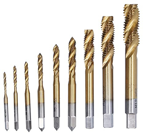 Spiral Flute Tap Set Ti - Coated HSS, Hand Thread Tapping Tool for M2–M12 Metric Threads, Spiral Flute Design for Efficient Chip Removal, Corrosion - Resistant Precision Taps for