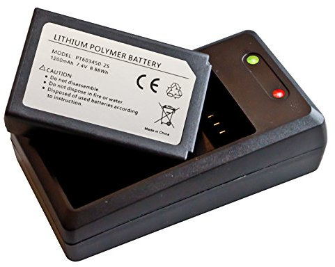PeakTech Batterie lithium polymère (Li-PO)/accumulateur 1200mAh 7.4V (8.88WH) en kit avec adaptateur de charge adapté au multimètre graphique 3440, 1 pièce, P 3440 BC