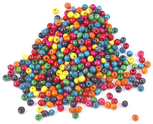 TRIXES 500 bunte Holzperlen 7mm gemischtes Farbsortiment mit Loch in der Mitte für Schmuck Arts Crafts Halskette Armreif etc.