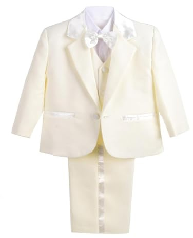 Lito Angels Baby Anzug Jungen Festlich Hochzeit, 5 Teiliges Set (Sakko, Weste, Hemd, Hose & Krawatte), Königsblau/Schwarz/Weiss/Elfenbein/Grau
