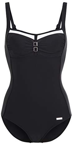 Lascana Damen Damen Badeanzug mit Kontrastdetails & Shaping-Einsatz im Marine-Design mit Shaping, Verstellbare Träger