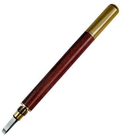 LONG COO Schnitzes Steinmesser, Hartmetall-Gravur-Meißel-Set mit geteiltem Stempelmesser mit einer tragbaren Leder-Rolltasche für Siegelgravur Steinbuchstaben
