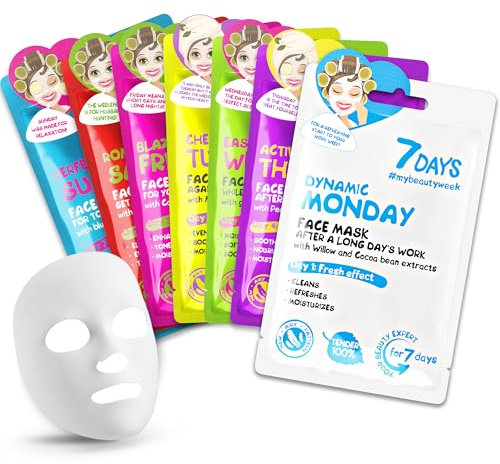7Days Gesichtsmasken, Hautpflege-Geschenkset – Blattmasken-Set, feuchtigkeitsspendend, pflegend, erfrischend, Gesichtsmaske, Schönheits-Geschenkset für Frauen
