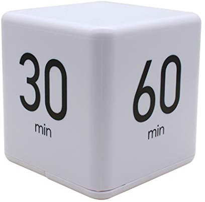 Ranvi TimeCube Temporizador, 15,20,30 y 60 Minutos, para gestión del Tiempo, Temporizador de Cocina, Temporizador para niños,Blanco