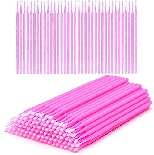 100 Stück Mikro-Applikator-Bürsten, Einweg-Wimpernverlängerungen Mikro-Bürsten Rosa Mascara-Stäbe Applikator Veredelungswerkzeug für Make-up Wimpernanwendung Zahnarzt Oral Entfernung und Reinigung