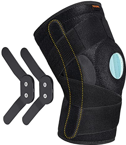 Thx4COPPER Knieorthese mit Schiene - Verstellbare offene Patella mit Riemen und Seitenstabilisatoren - Kompressions unterstützung für Knieschmerzen, ACL, MCL, Arthritis-S