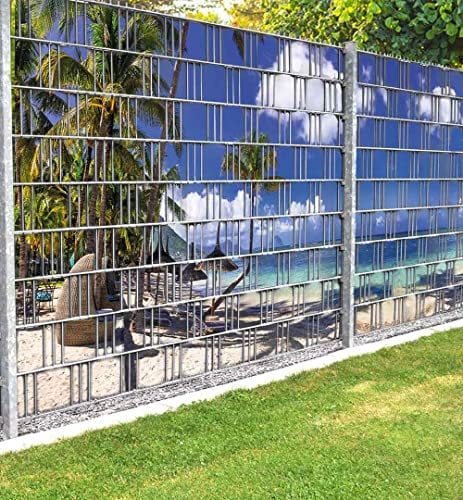 MyMaxxi Infinity Zaunsichtschutz | Strand 03 Teil2 Motiv 9 Streifen | Sichtschutzstreifen für Doppelstabmattenzaun | Windschutz Sonnenschutz Blickdicht | Sichtschutz Garten | Sichtschutz